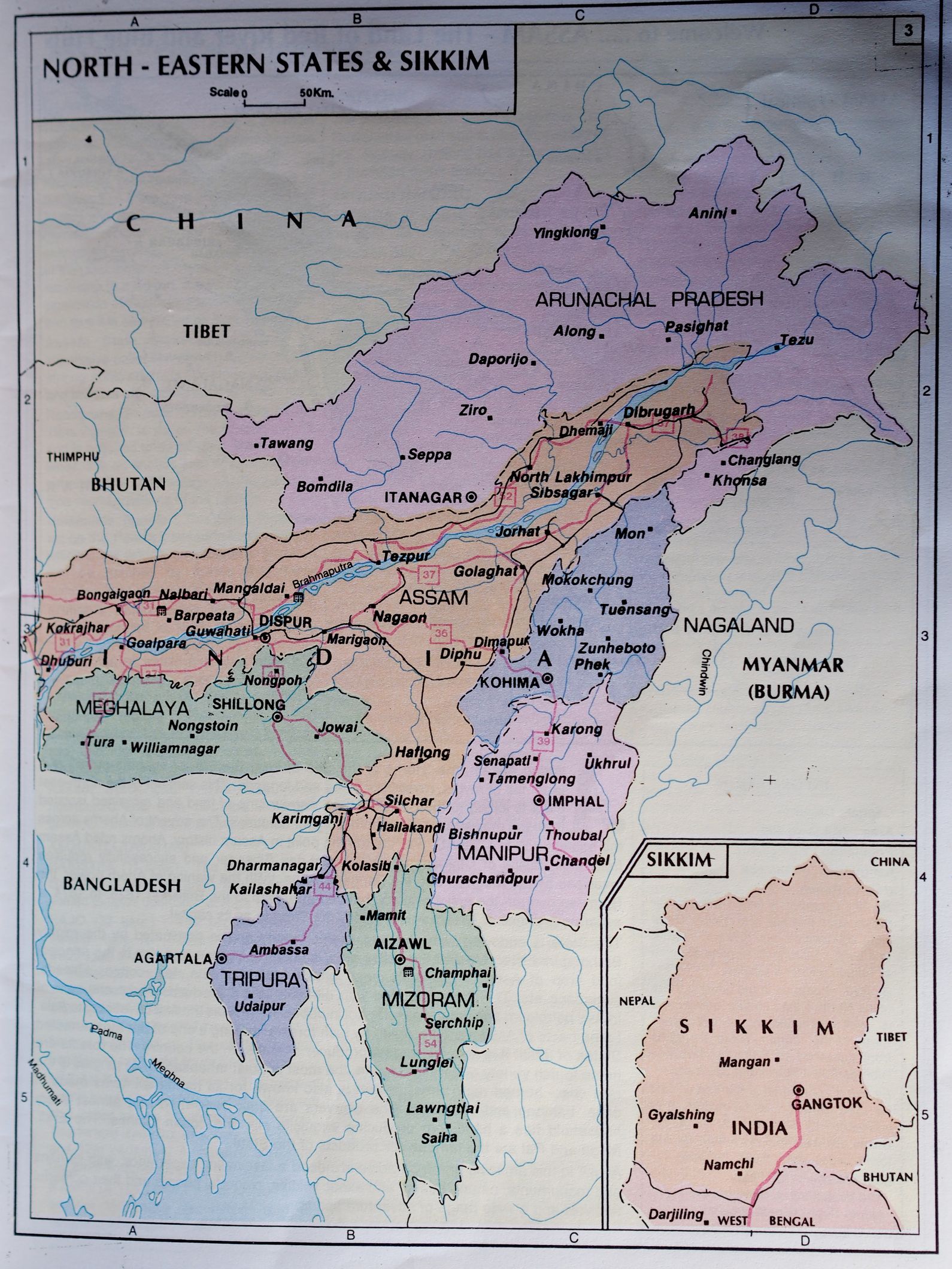 северовосточная индия карта